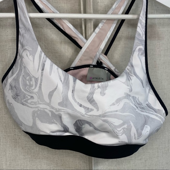 ATHLETA Pink Marble Print Transcendence Bra - Picture 3 of 9